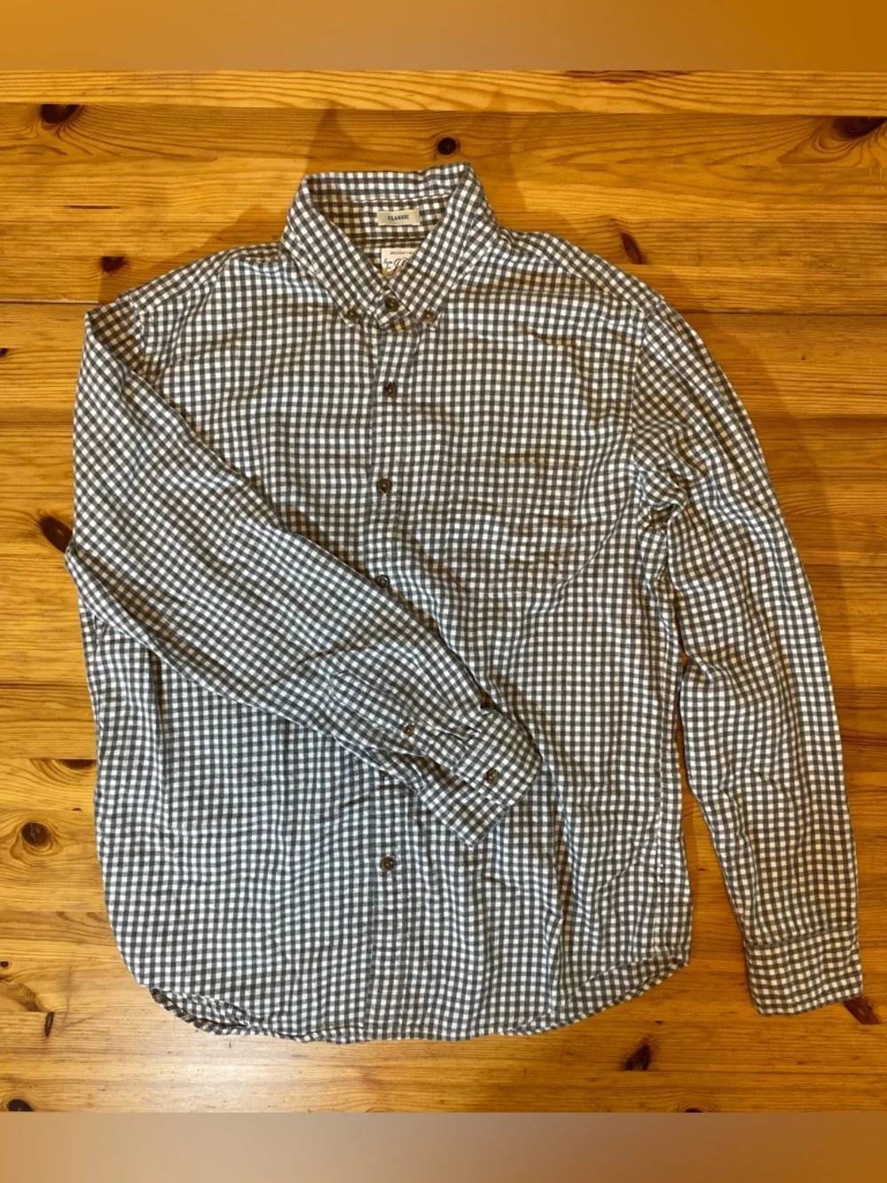 J. Crew Gray and White Checked Button-Down Shirt